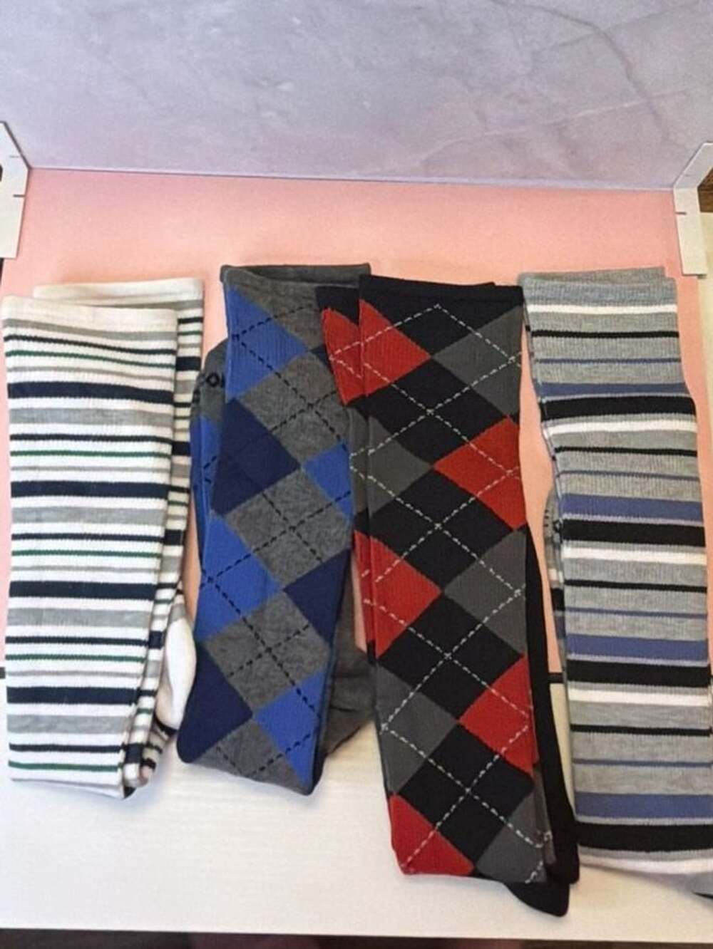 4 Pack Tommie Copper Men's Assorted Pattern Dress Socks and Argyle Crew Socks